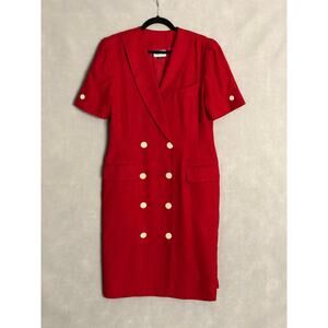 Kasper ASL Women's Size 12 Double Breasted Midi Dress Red